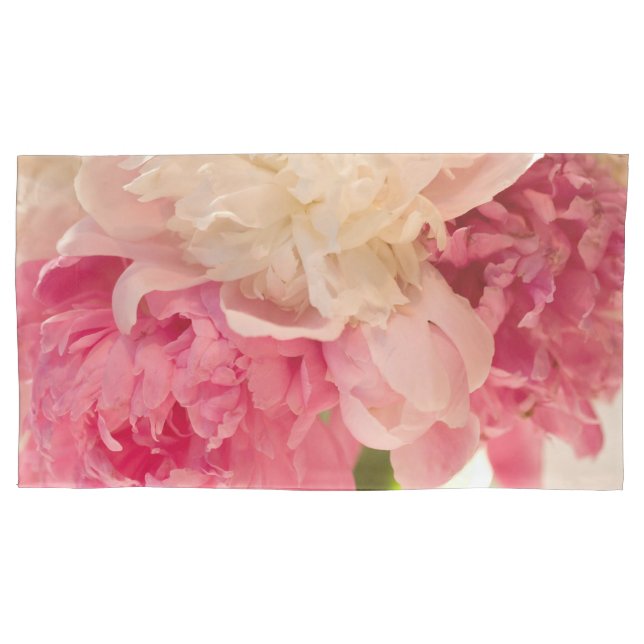 Pink Floral Pair of Pillowcases, King Size Pillow Case (Front-Left)