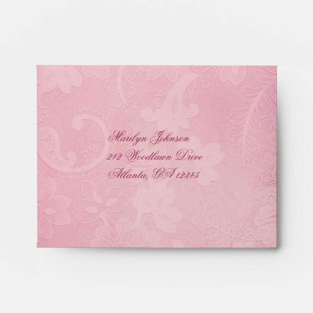 Pink Floral Paisley A2 Envelope for RSVP Card (Front)