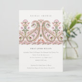 Pink Floral Paisley Motif Bridal Shower Invite (Standing Front)