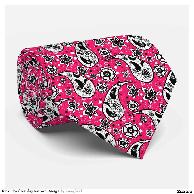 Pink Floral Paisley Pattern Design  Neck Tie (Creator Uploaded)