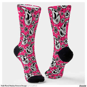 Pink Floral Paisley Pattern Design Socks