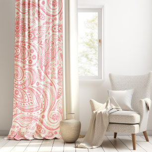 Pink floral paisley pattern sheer curtains