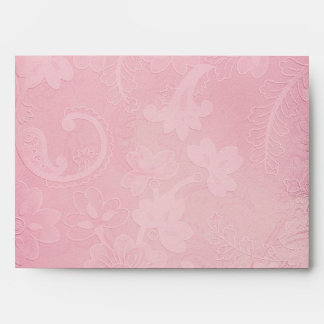 Pink Floral Paisley Personalized A7 Envelope (Front)