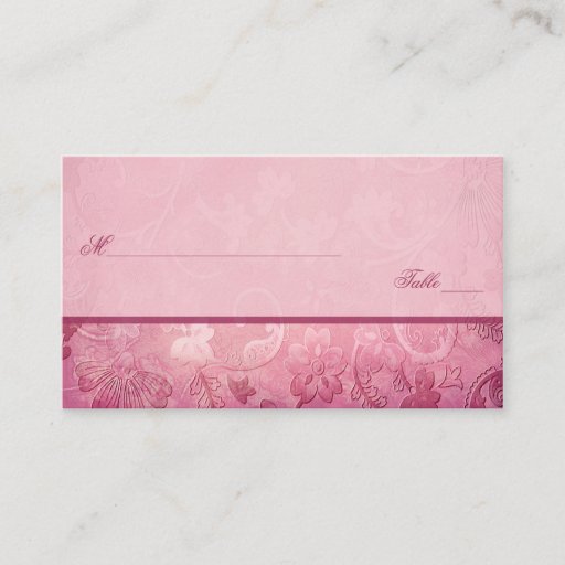 Customizable Pink Floral Paisley Placecards Business Card