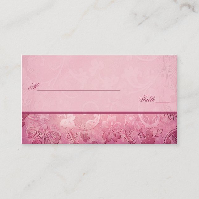 Pink Floral Paisley Placecards (Front)