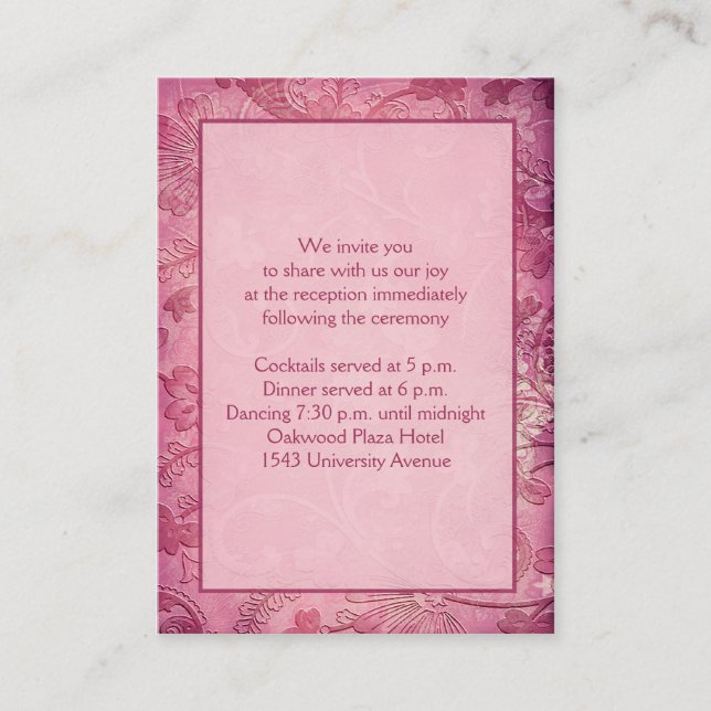 Pink Floral Paisley Reception Enclosure Card (Front)