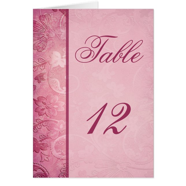 Pink Floral Paisley Table Number Card (Front)