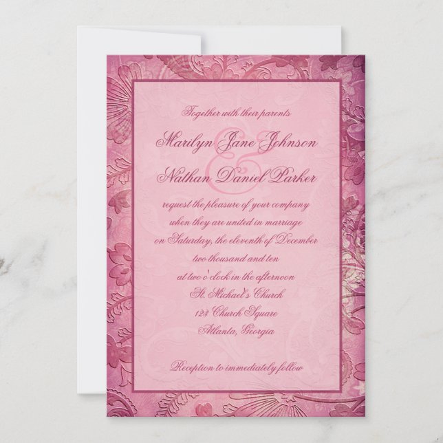 Pink Floral Paisley Wedding Invitation (Front)