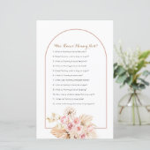 Pink Floral Pampas Grass Who Knows Mommy Best Game (Standing Front)