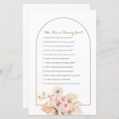 Pink Floral Pampas Grass Who Knows Mommy Best Game (Front/Back)