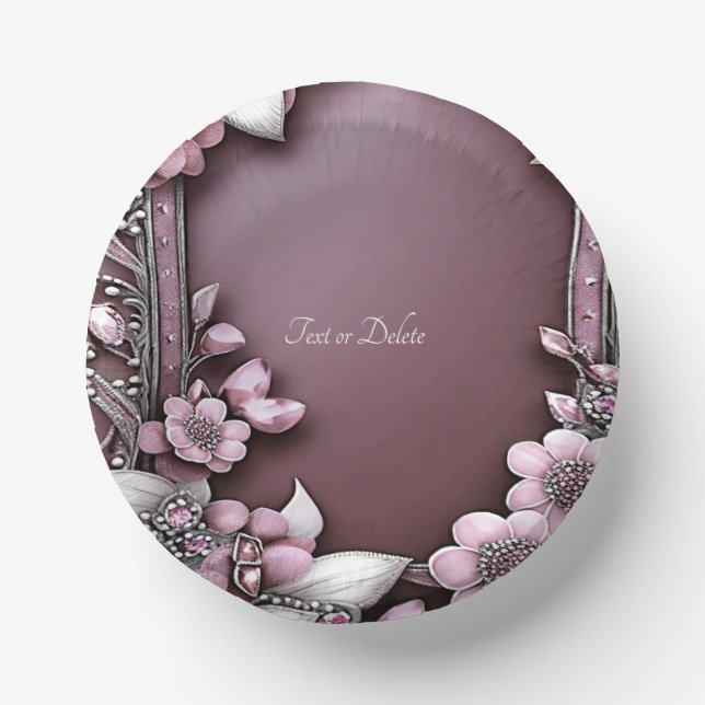 Pink Floral Paper Bowls (Front)