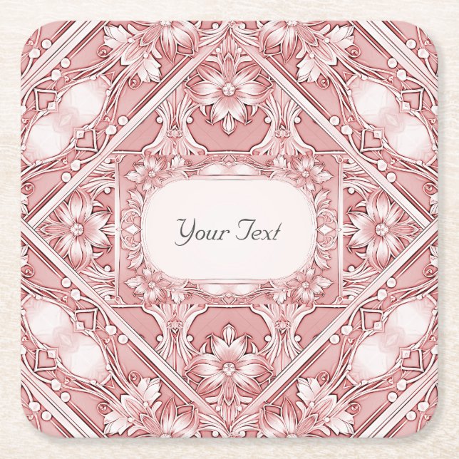 Pink Floral Paper Coaster (Front)