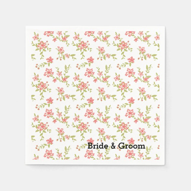 Pink Floral Paper Napkins (Front)