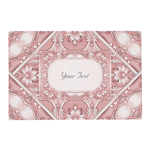 Pink Floral Paper Placemat (Front)