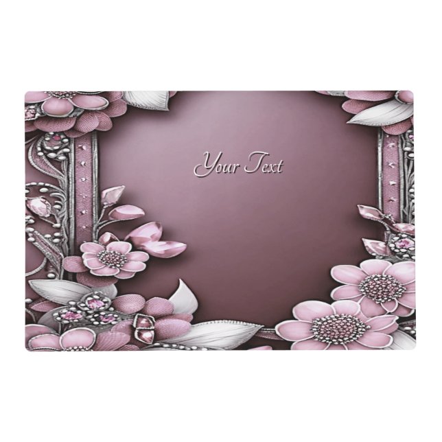 Pink Floral Paper Placemat (Front)