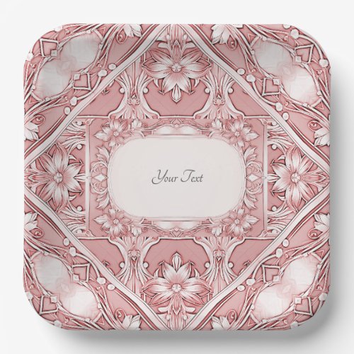 Pink Floral Paper Plate