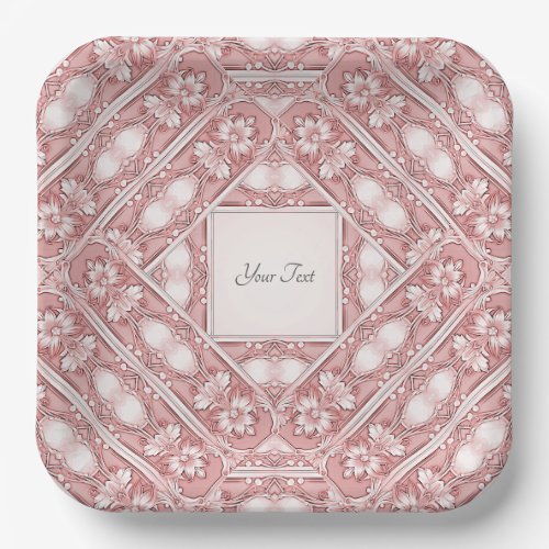 Pink Floral Paper Plate