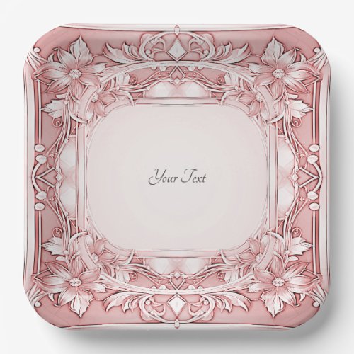 Pink Floral Paper Plate