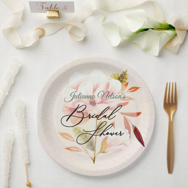 Pink floral  paper plates (Wedding)