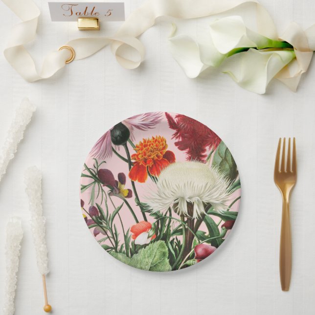 Pink Floral Paper Plates (Wedding)