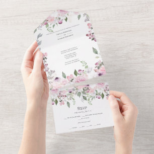 Pink Floral Paradise All In One Invitation