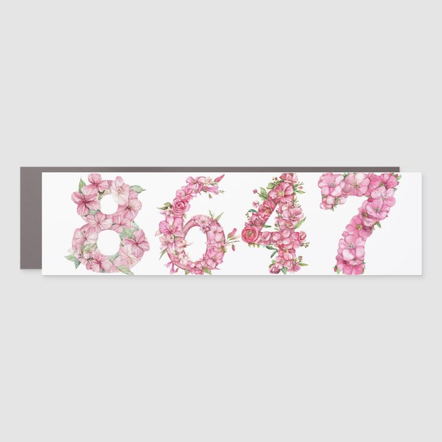 PINK FLORAL PATRIOTIC ANTI-TRUMP NUMBERS CAR MAGNET (Front)