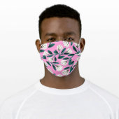 Pink Floral Pattern Adult Cloth Face Mask (Worn)