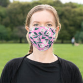 Pink Floral Pattern Adult Cloth Face Mask (Outside)