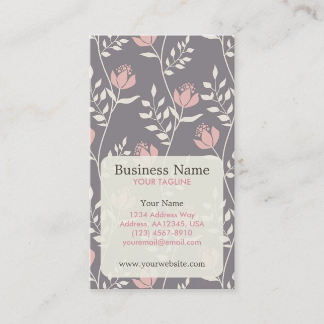 Pink Floral Pattern Appointment Business Card (Front)