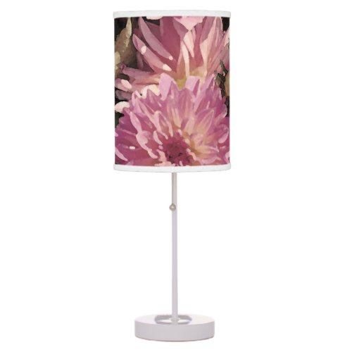 Pink floral pattern art by Renee Lavoie Table Lamp