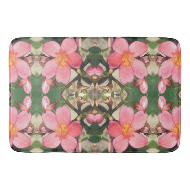 Pink Floral Pattern Bath Mat (Front)