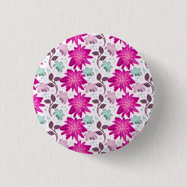 Pink floral pattern  button (Front)