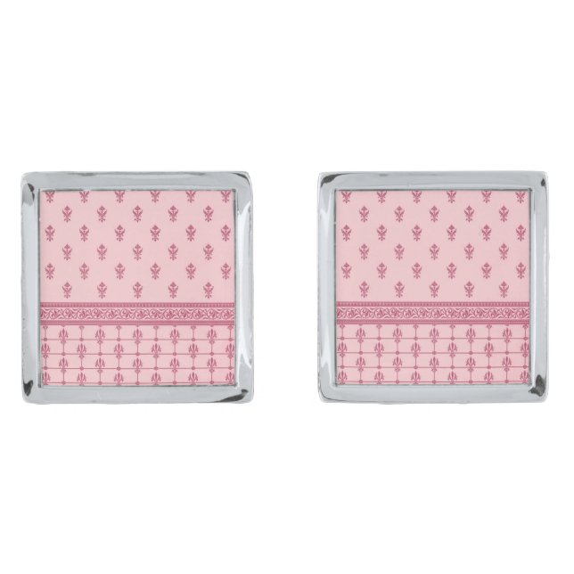 Pink Floral Pattern Cufflinks (Front)