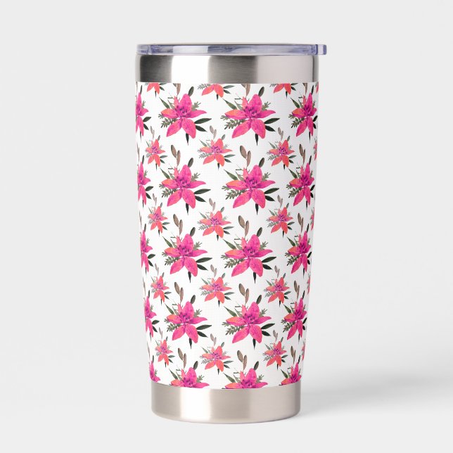 Pink Floral Pattern Design-29500 Insulated Tumbler (Left)