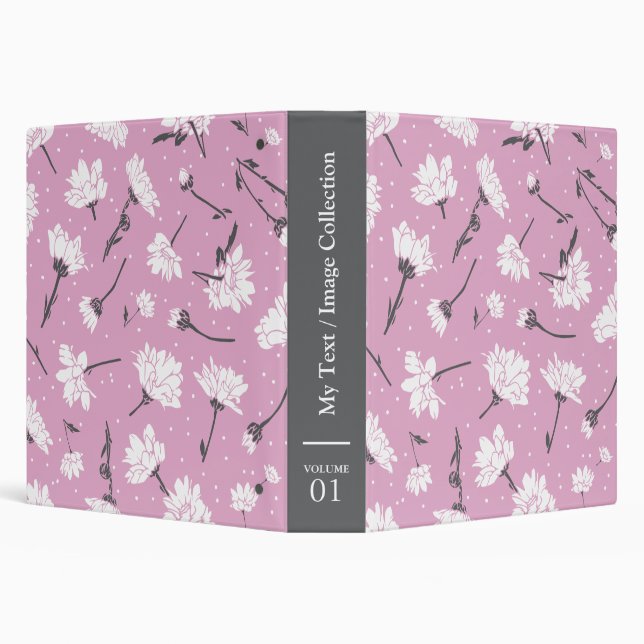 Pink Floral Pattern Design - Elegant Flower Art 3 Ring Binder (Background)
