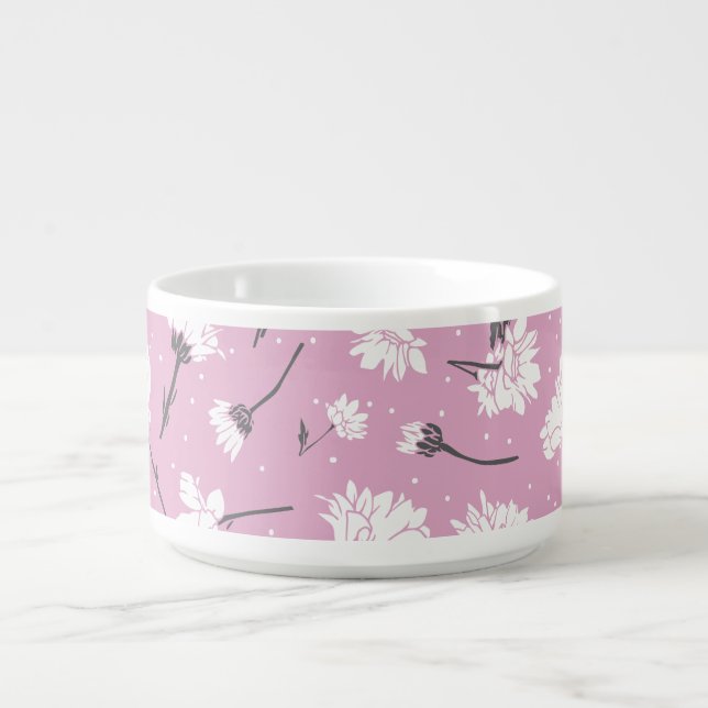 Pink Floral Pattern Design - Elegant Flower Art Bowl (Center)