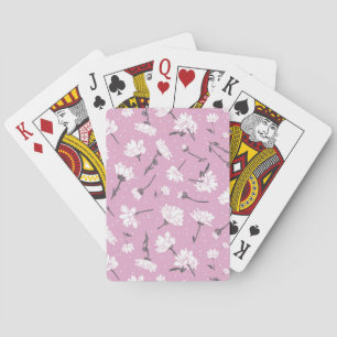 Pink Floral Pattern Design - Elegant Flower Art Poker Cards