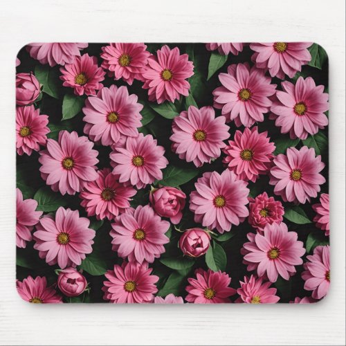 Pink floral pattern digital art  mouse pad