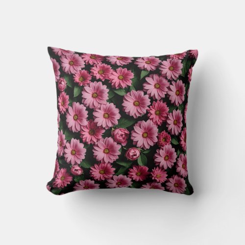 Pink floral pattern digital art  throw pillow