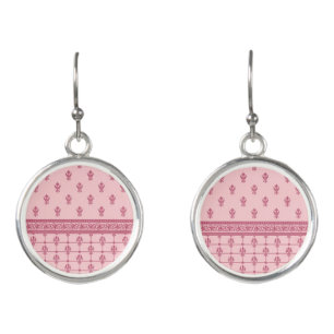 Pink Floral Pattern Earrings