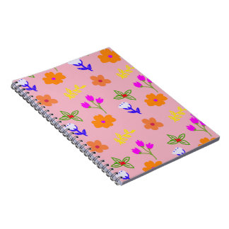 Pink Floral Pattern – Elegant Hand-Drawn Flower De Notebook