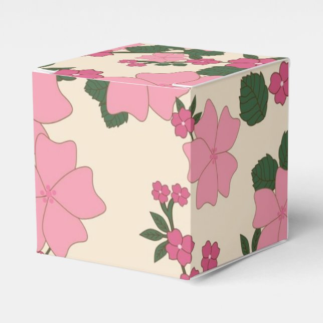Pink Floral Pattern Favor Boxes (Front Side)