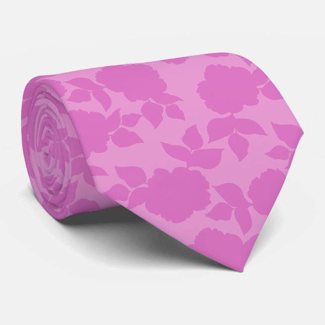  Pink Floral pattern Groom Gift   Neck Tie (Rolled)