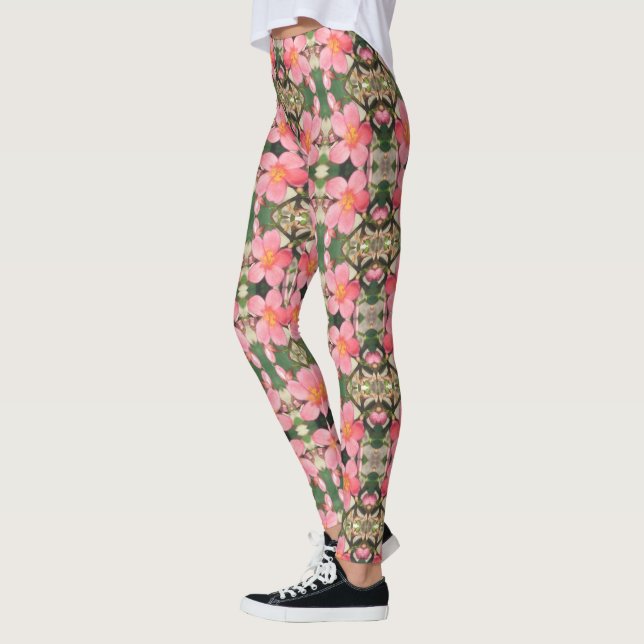 Pink Floral Pattern Leggings (Left)