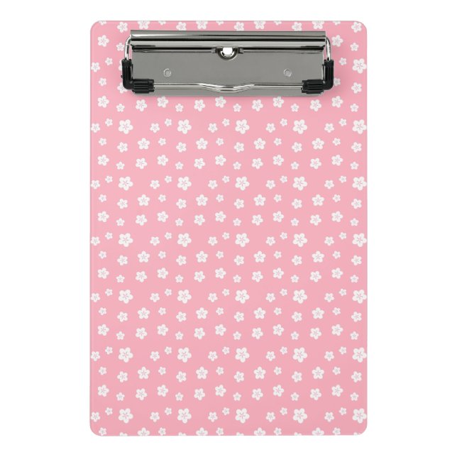 Pink Floral Pattern Mini Clipboard (Front)