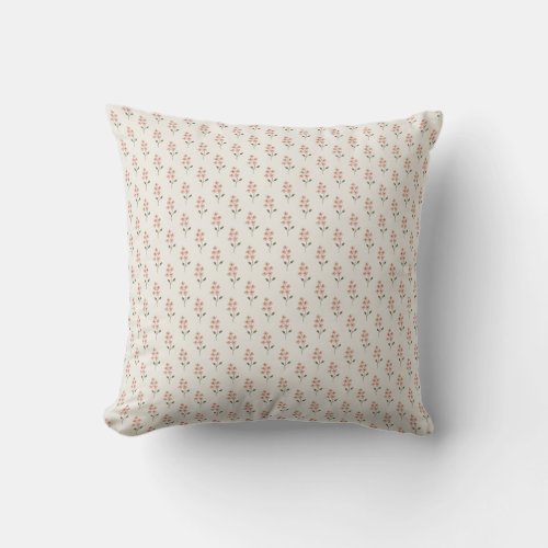Pink Floral Pattern Minimalist Throw Pillow