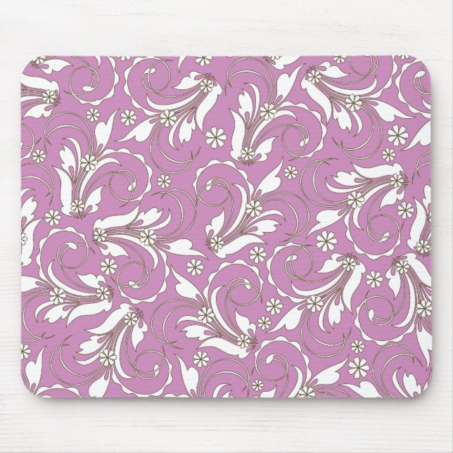pink floral pattern mouse pad (Front)