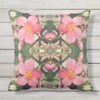Pink Floral Pattern Outdoor Pillow