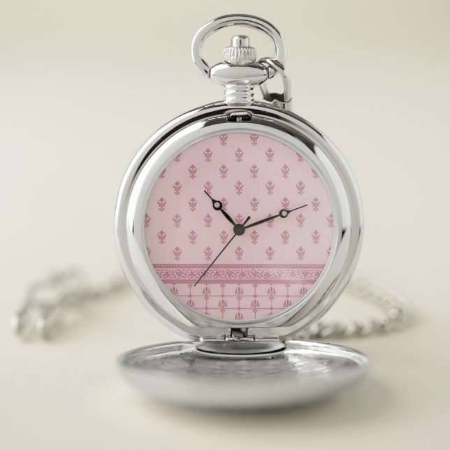 Pink Floral Pattern  Pocket Watch (Inside)