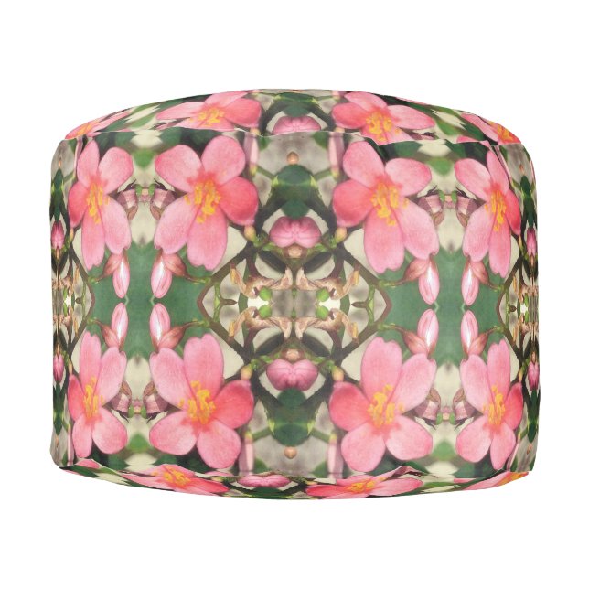 Pink Floral Pattern Pouf (Front)